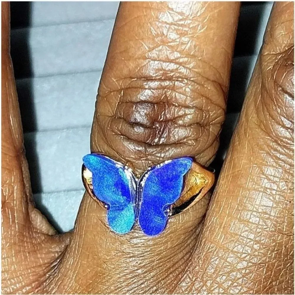 Super cute blue butterfly ring sz 7